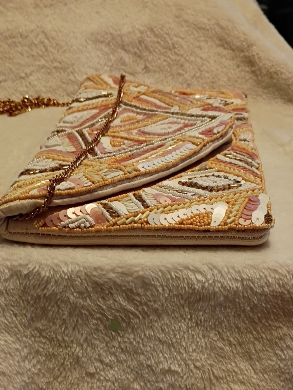 Jane Marie Glitz And Glam Embellished Sequin Envelope Clutch Pink & Gold. **** View 3